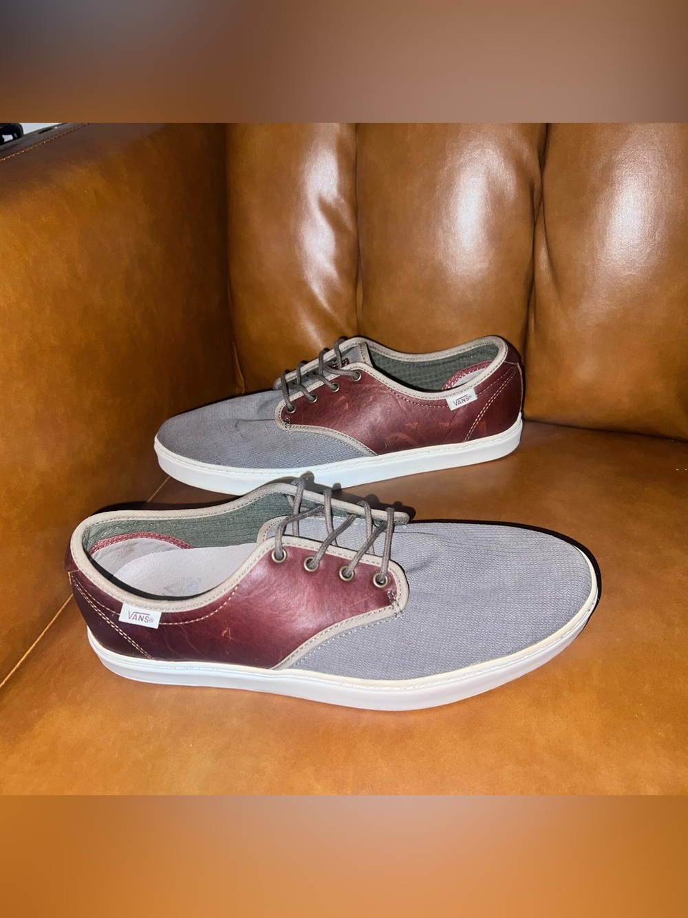 Vans OTW Ludlow gray canvas toes and rich brown leather side panels size 10.5